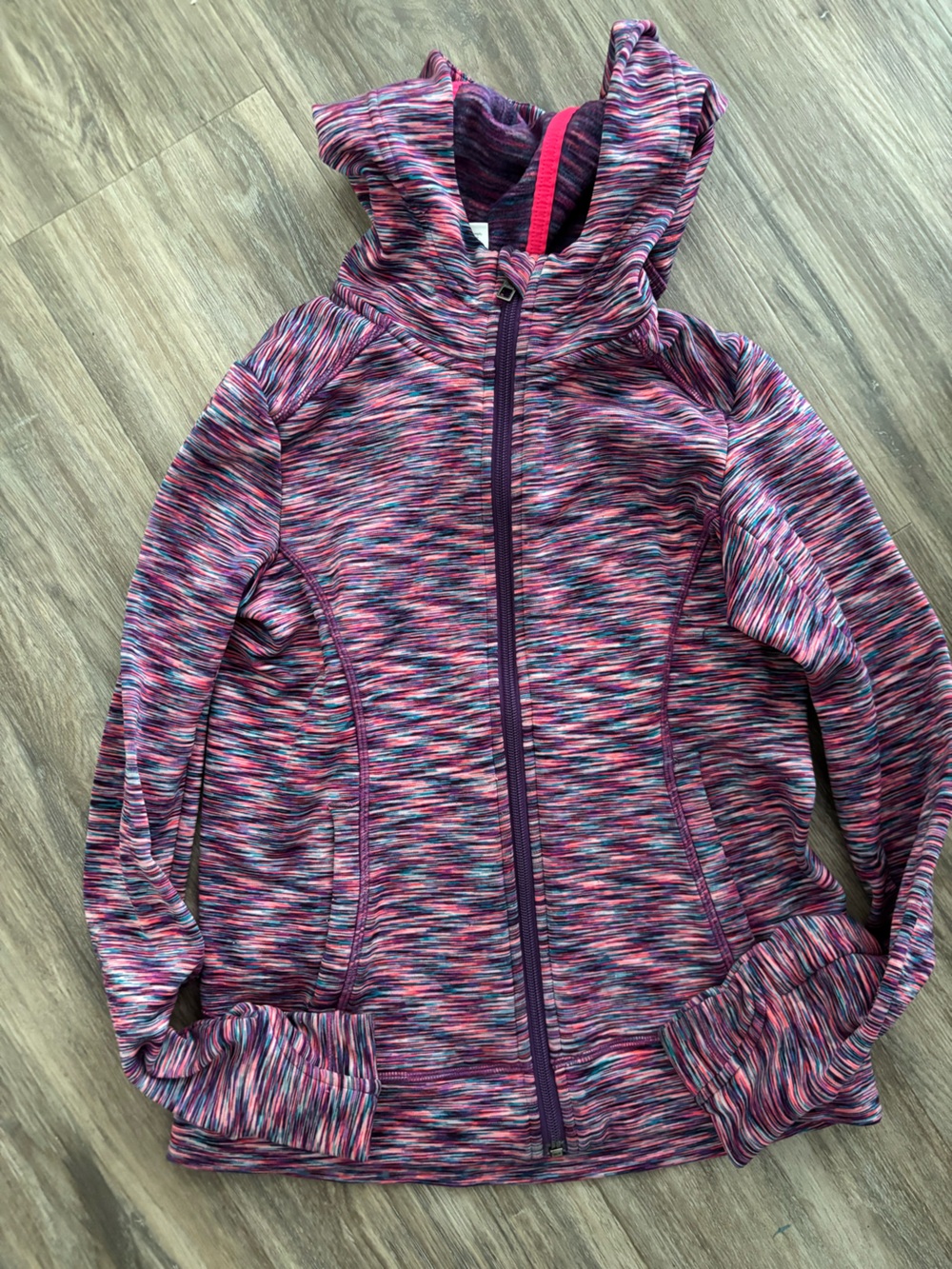 Athleta Girl Stylish Pink & Purple Space-Dye Hooded Jacket Size M 8/10